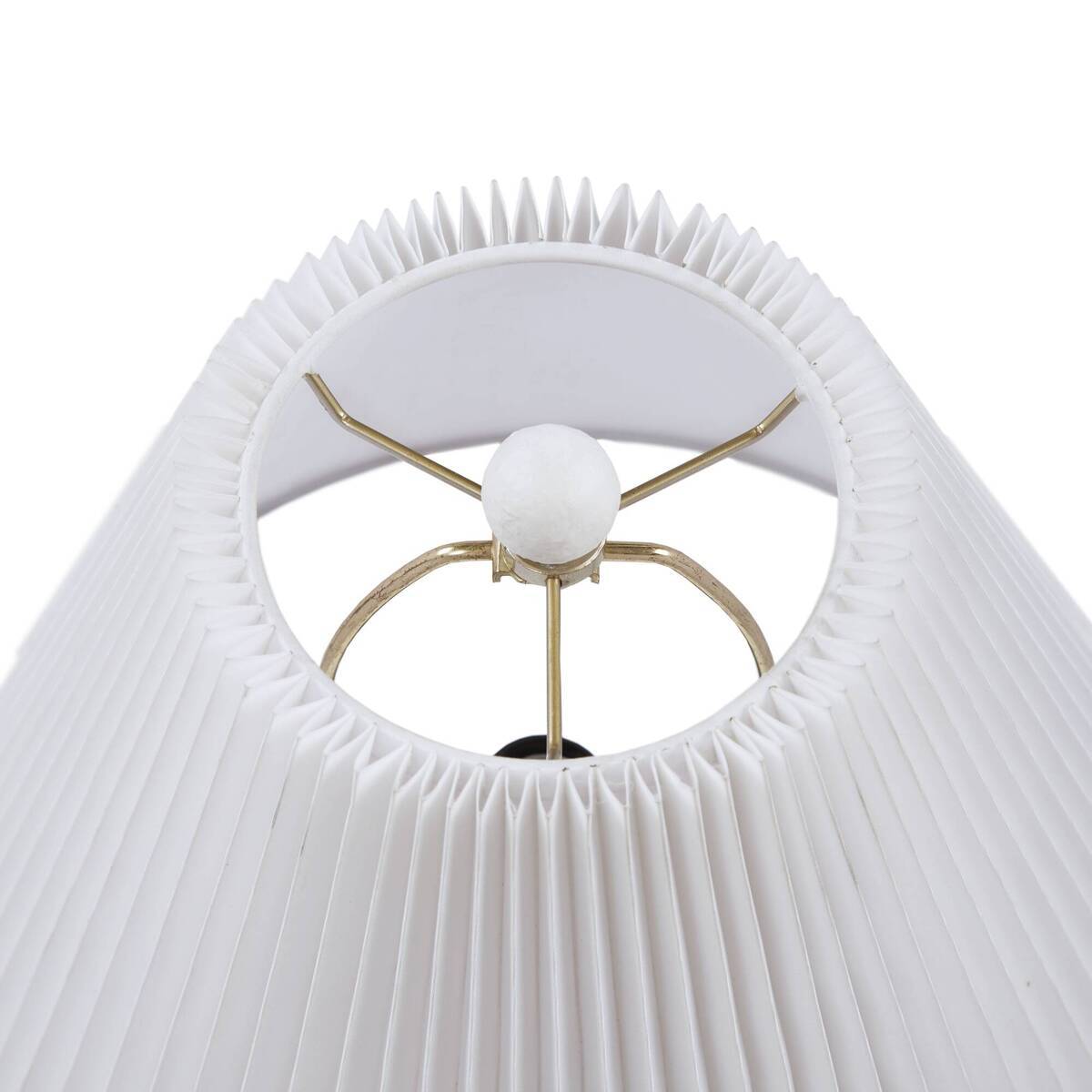 Textured ceramic table lamp with fluted white fabric shade and gold-tone hardware on Tampa Home & Garden Store