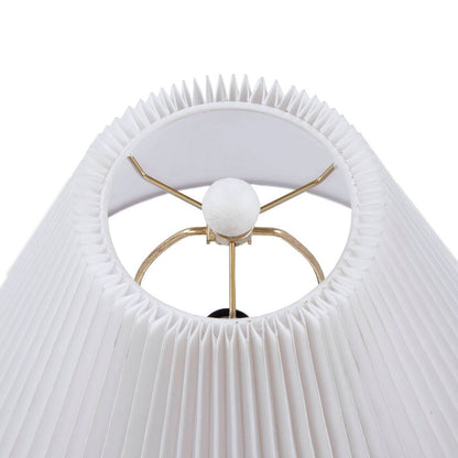 Textured ceramic table lamp with fluted white fabric shade and gold-tone hardware on Tampa Home & Garden Store