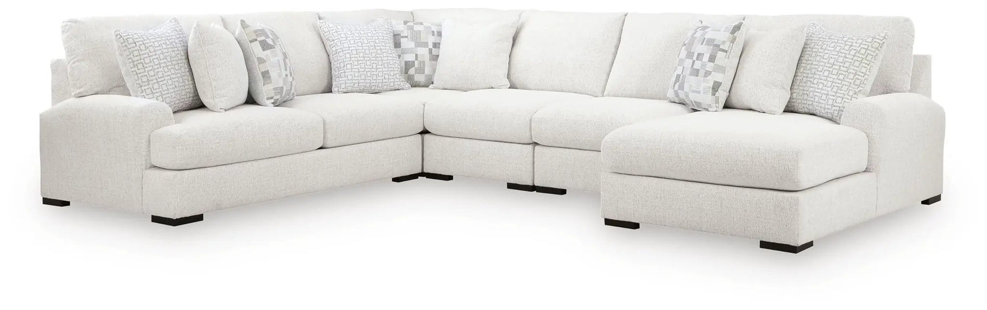 Misty-Lakes Sectional by Unique Piece Furniture in light beige fabric with a right chaise on Tampa Home & Garden Store