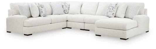 Misty-Lakes Sectional by Unique Piece Furniture in light beige fabric with a right chaise on Tampa Home & Garden Store