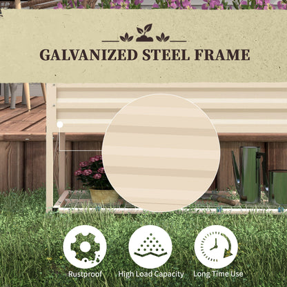 Galvanized steel raised garden bed with bottom shelf in silver, garden pots & planters banner on Tampa Home & Garden Store