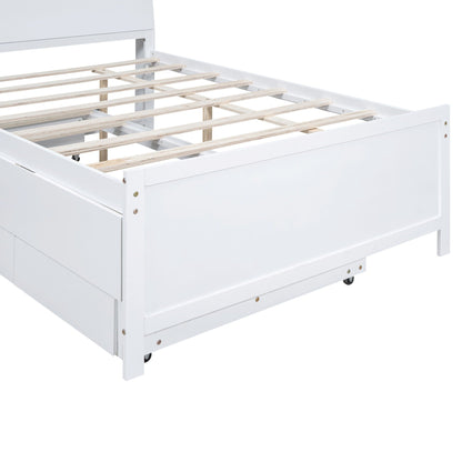 White full-size platform bed with slatted base and built-in storage drawers on Tampa Home & Garden Store