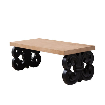 Ornate Scroll Base Coffee Table wooden top with black carved scroll legs Unique Piece Furniture on Tampa Home & Garden Store