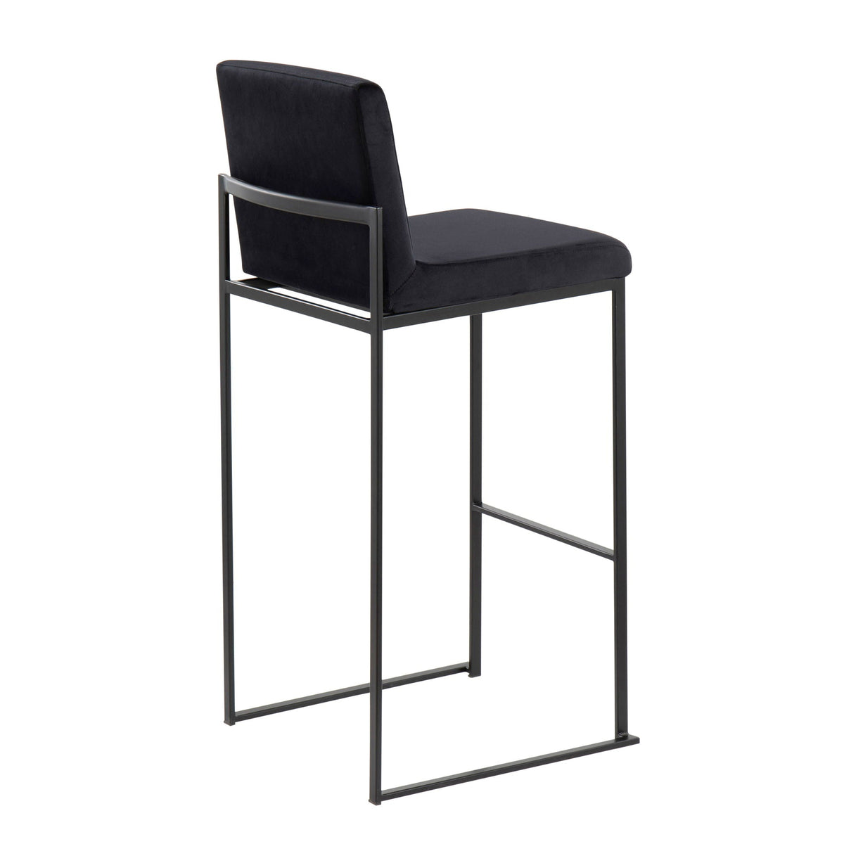 High-back black upholstered barstool with metal frame and footrest by HouseOfZazla on Tampa Home & Garden Store