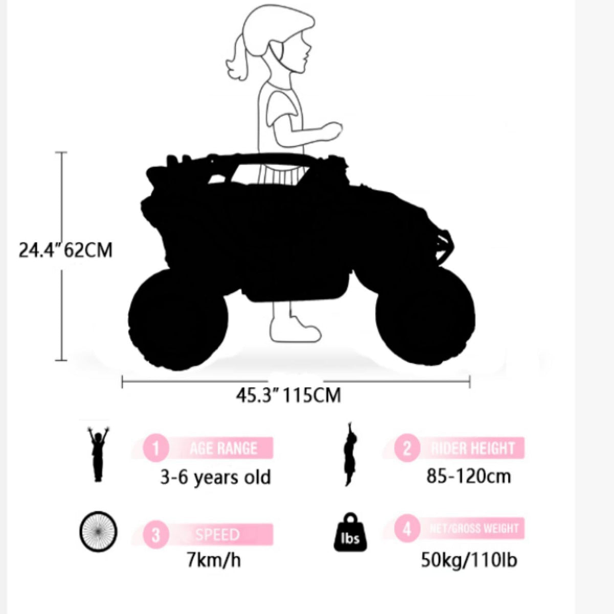 12V Kids Electric Ride-On Truck silhouette with child yellow/white trencher remote on Tampa Home & Garden Store
