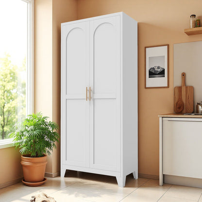 Shapely Doors Cabinet white metal storage with arched-panel doors and adjustable shelves on Tampa Home & Garden Store