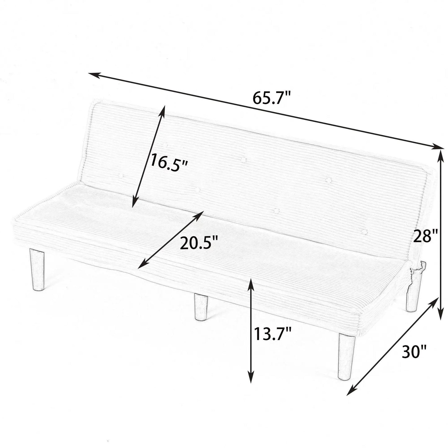 Versatile sofa bed with solid wood frame by Unique Piece Furniture; shows 65.7in length on Tampa Home & Garden Store