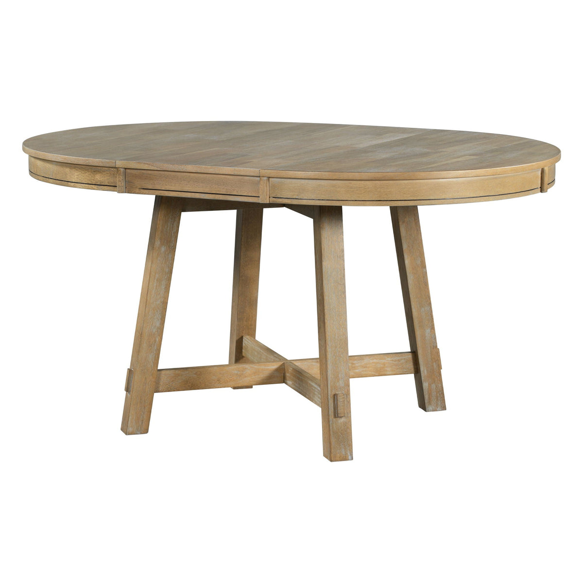 Gia round extendable dining table with 16-inch leaf in light brown wood by HouseOfZazla on Tampa Home & Garden Store