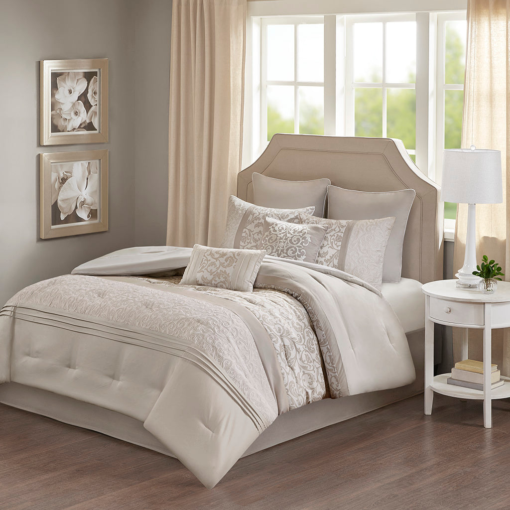 Embroidered and 8 Piece King Comforter Set