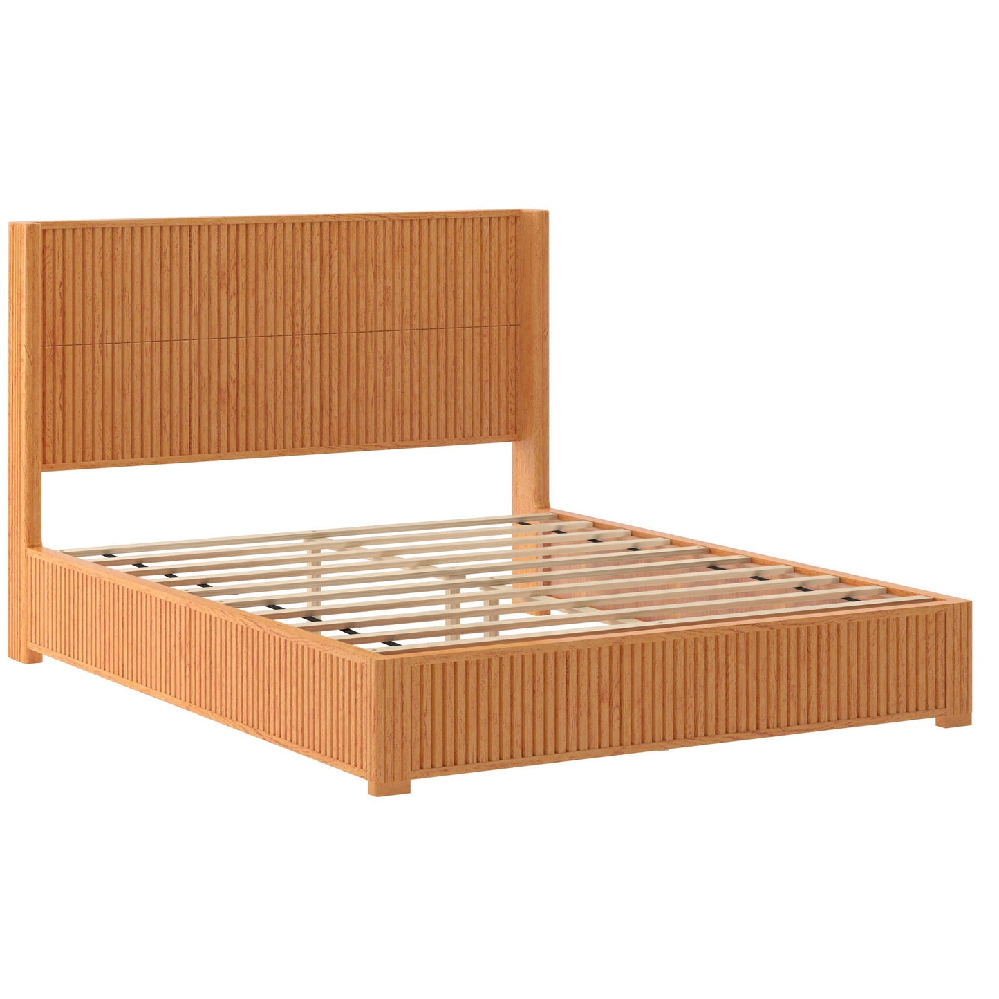 Modern Platform Bed Frame with Tall Headboard