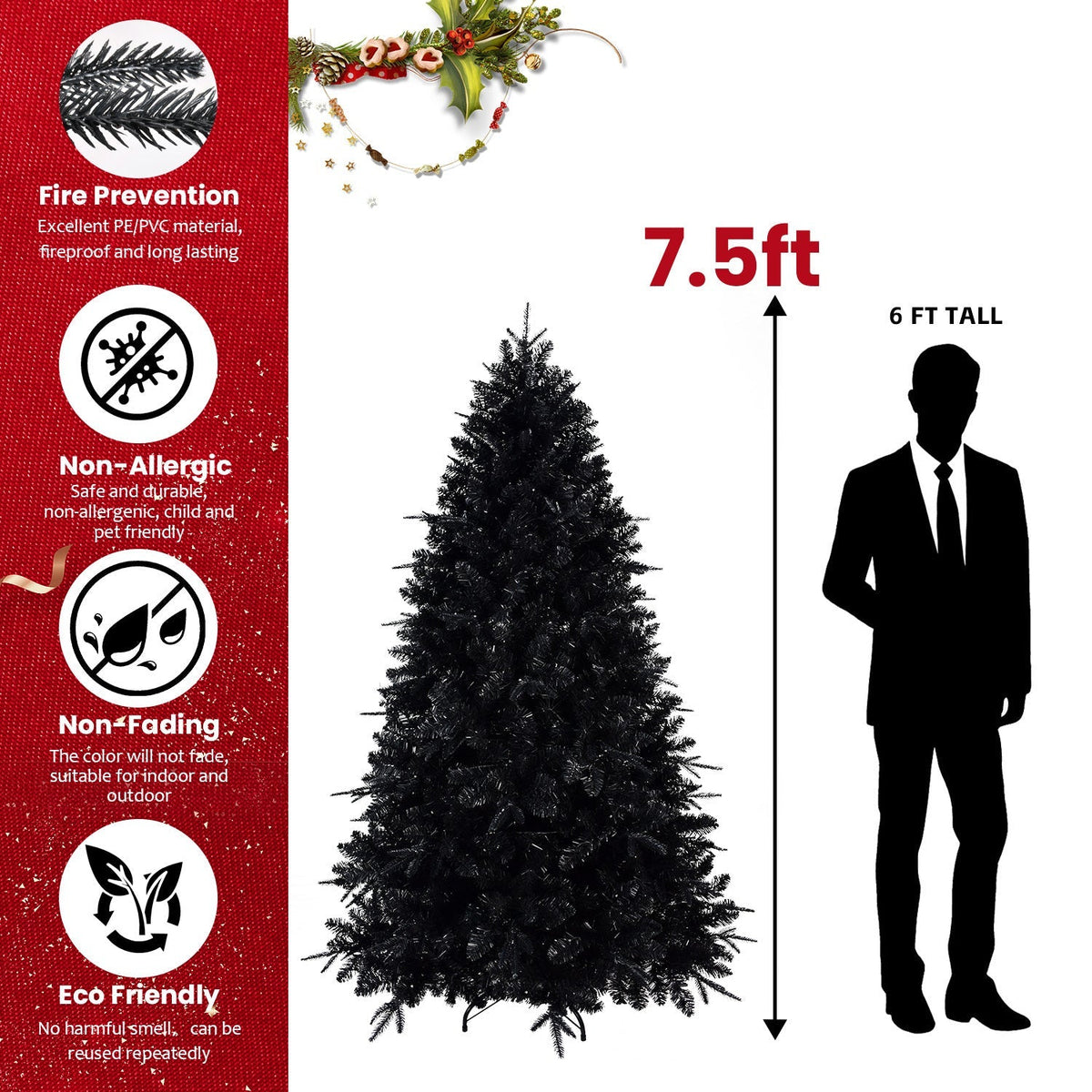 6-foot pre-lit black Christmas tree with 350 LED lights by HouseOfZazla on Tampa Home & Garden Store