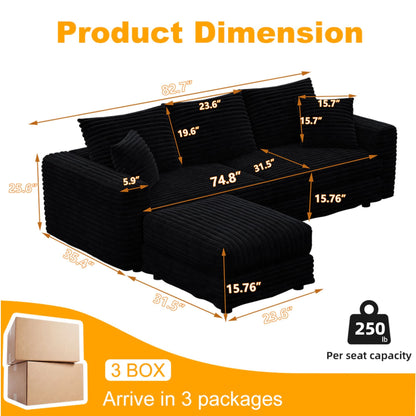 Deep Seat Sofa Bed With Ottoman and Soft Pillows