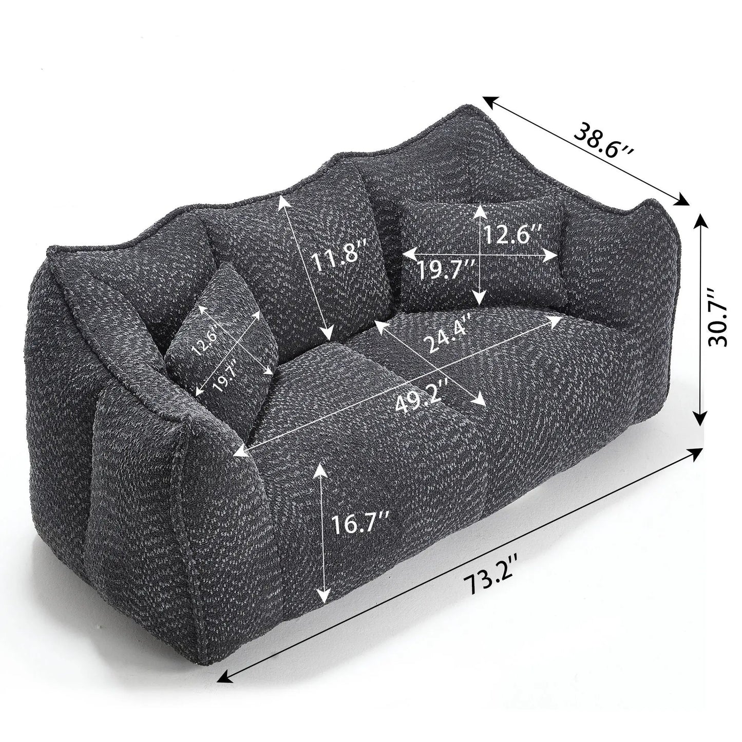 Comfortable Dual Beanbag Chair and Foam Core