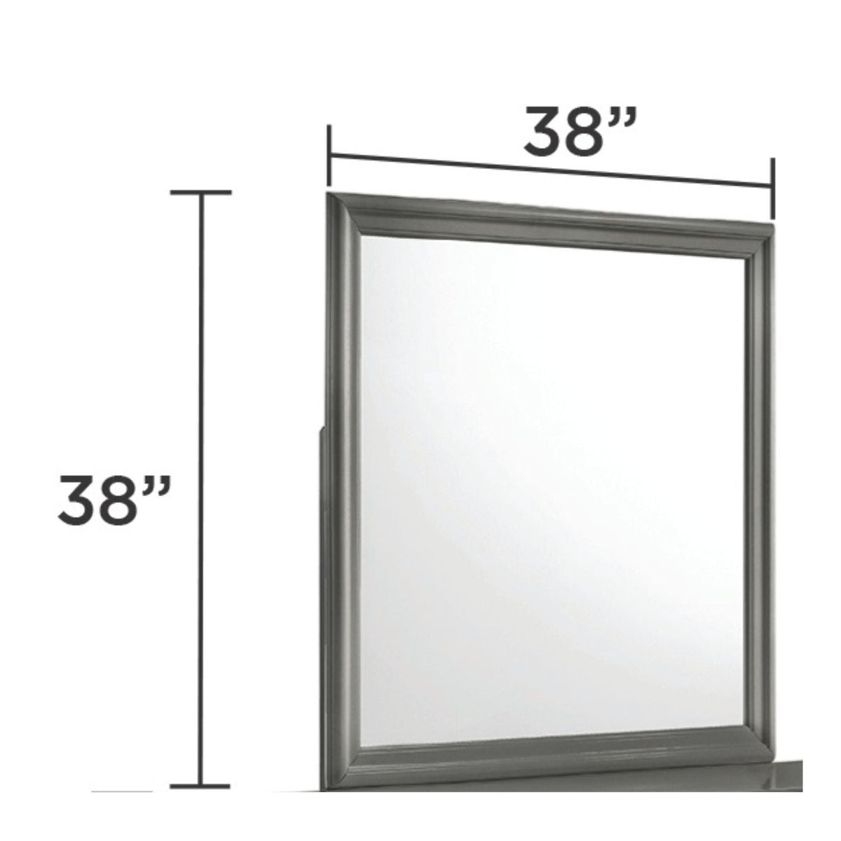Modern Mirror with Smooth Finish gray metal frame 38x38 inch wall mirror HouseOfZazla on Tampa Home & Garden Store