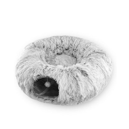 Cat Tunnel Bed grey plush fur indoor cat cave by Sell My Stuff on Tampa Home & Garden Store