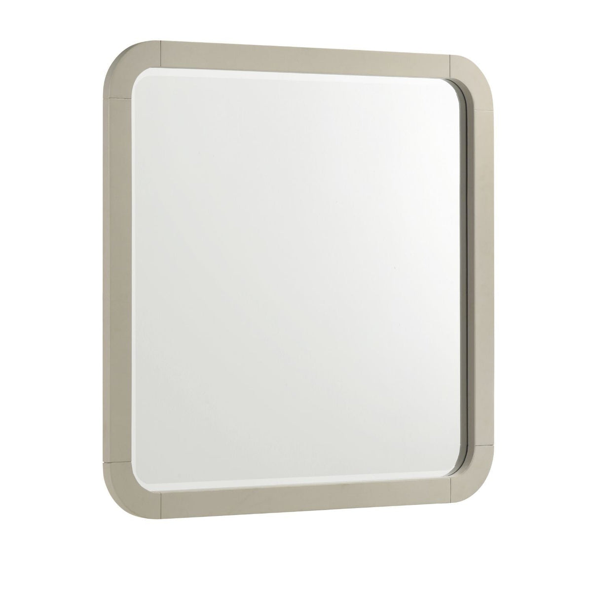 Beige rectangular wall mirror with rounded corners and metal frame HouseOfZazla on Tampa Home & Garden Store