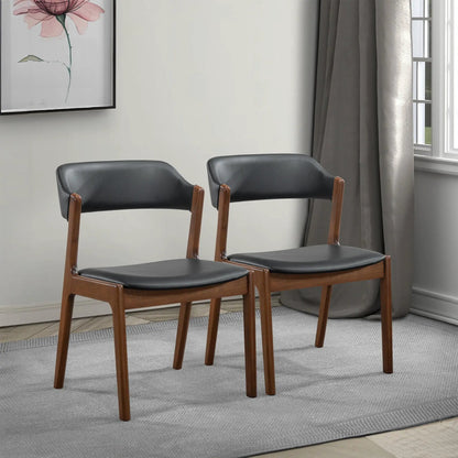 Enzo dining chair set (2) with black upholstery and brown wood legs Unique Piece Furniture on Tampa Home & Garden Store