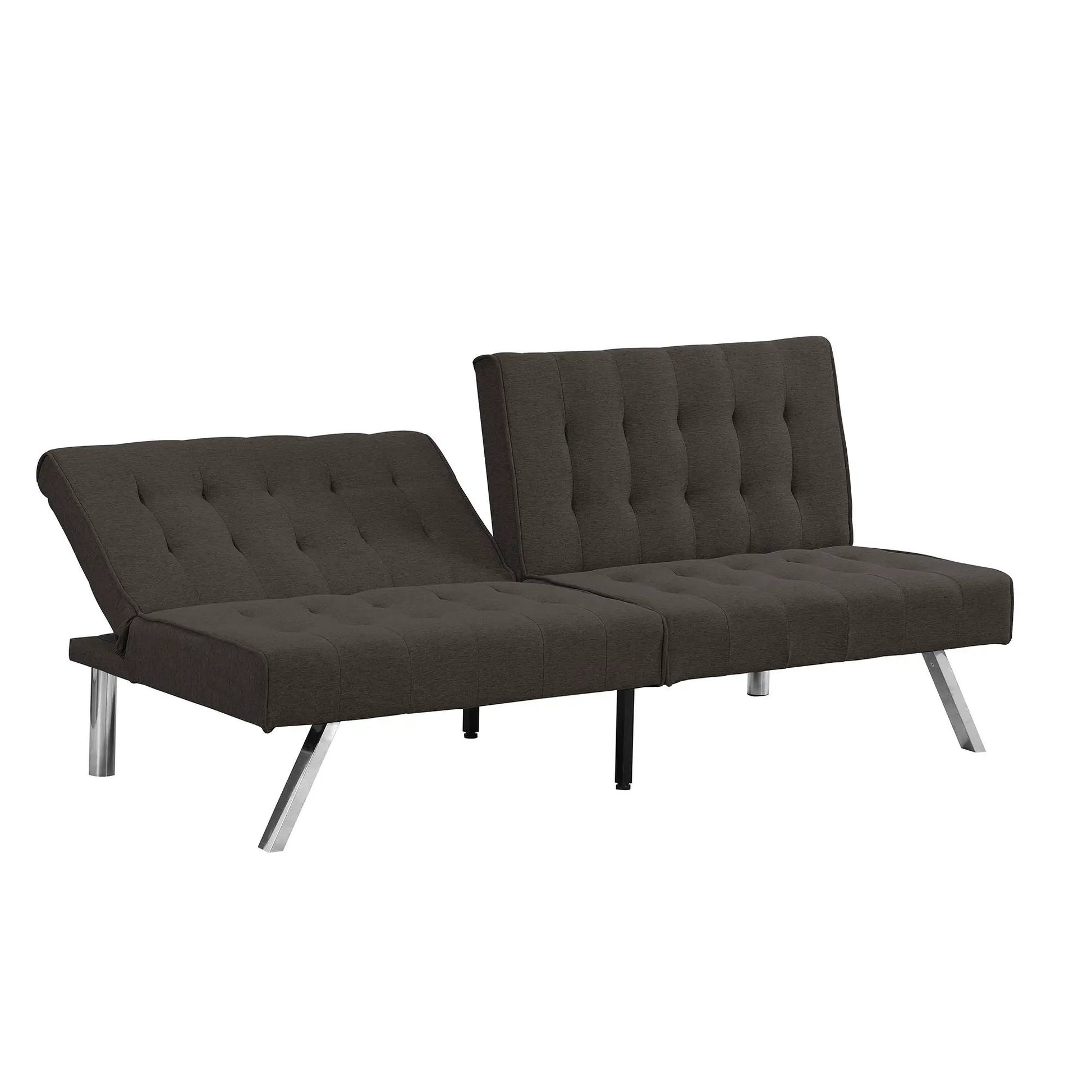 Futon sofa bed in dark gray tufted with chrome legs, 2-seat Unique Piece Furniture on Tampa Home & Garden Store