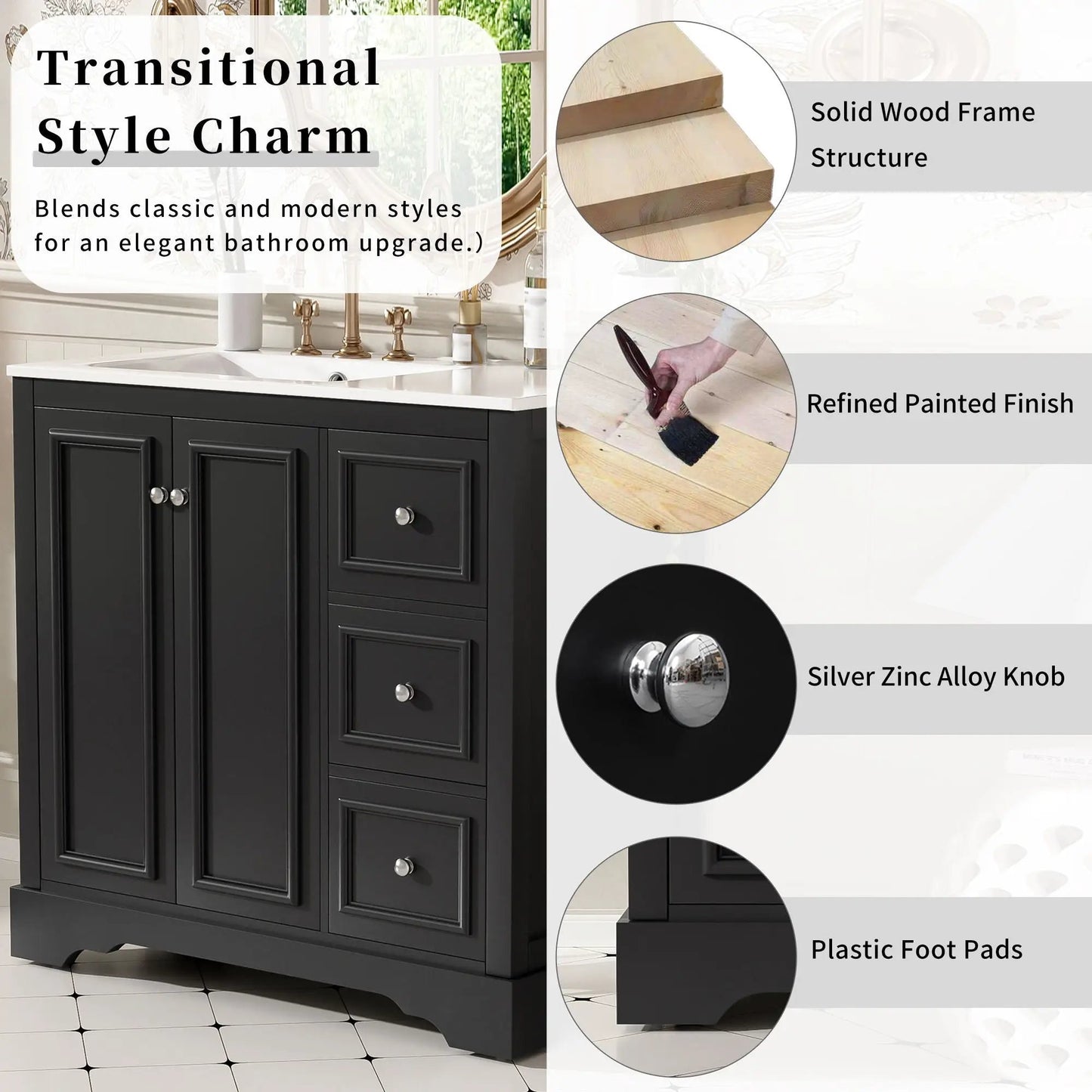Bathroom Vanity with Sink and Soft-Close Doors