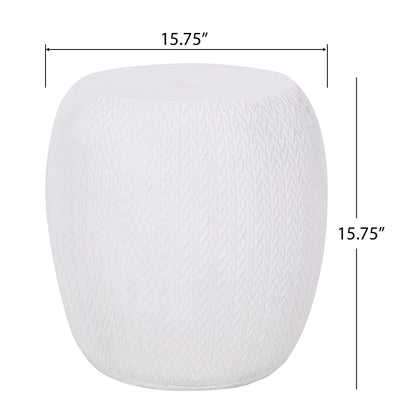 Antique White Concrete Side Table For Patio