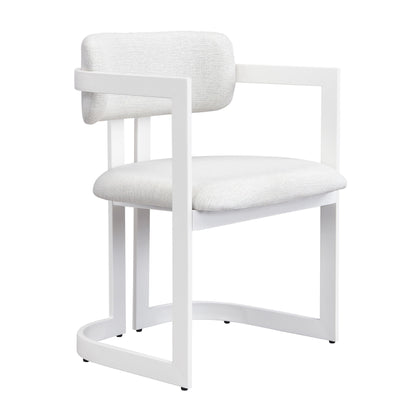 Upholstered dining armchair white fabric cushion with white wooden frame HouseOfZazla on Tampa Home & Garden Store