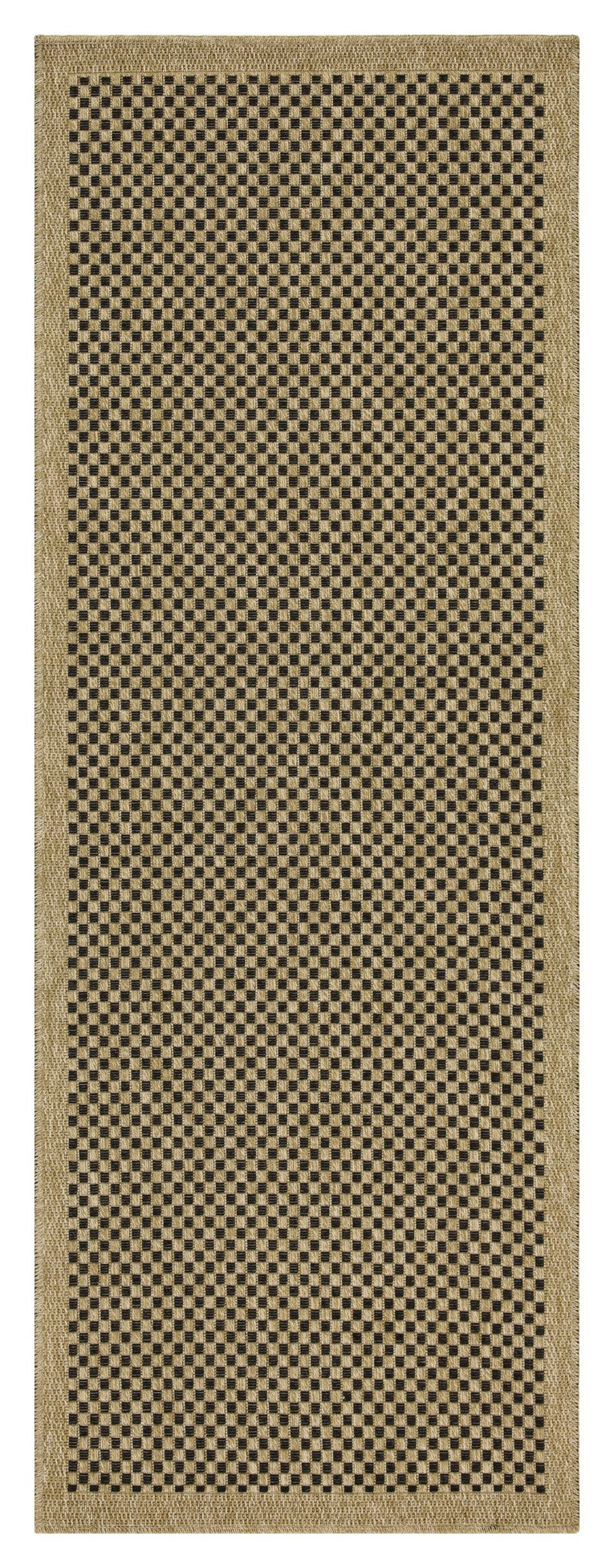 Area rug Black and natural jute with checkerboard pattern and natural border, indoor/outdoor on Tampa Home & Garden Store