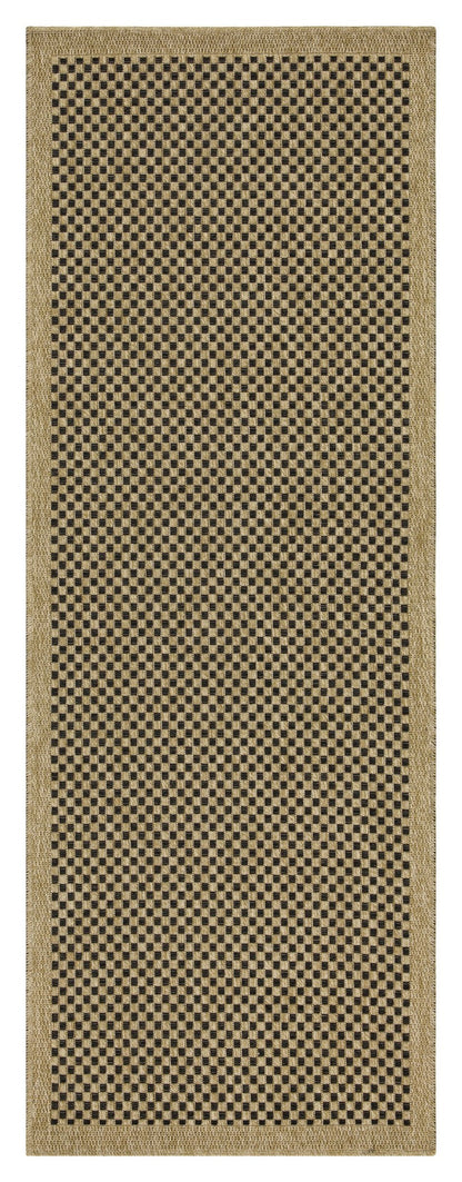 Area rug Black and natural jute with checkerboard pattern and natural border, indoor/outdoor on Tampa Home & Garden Store