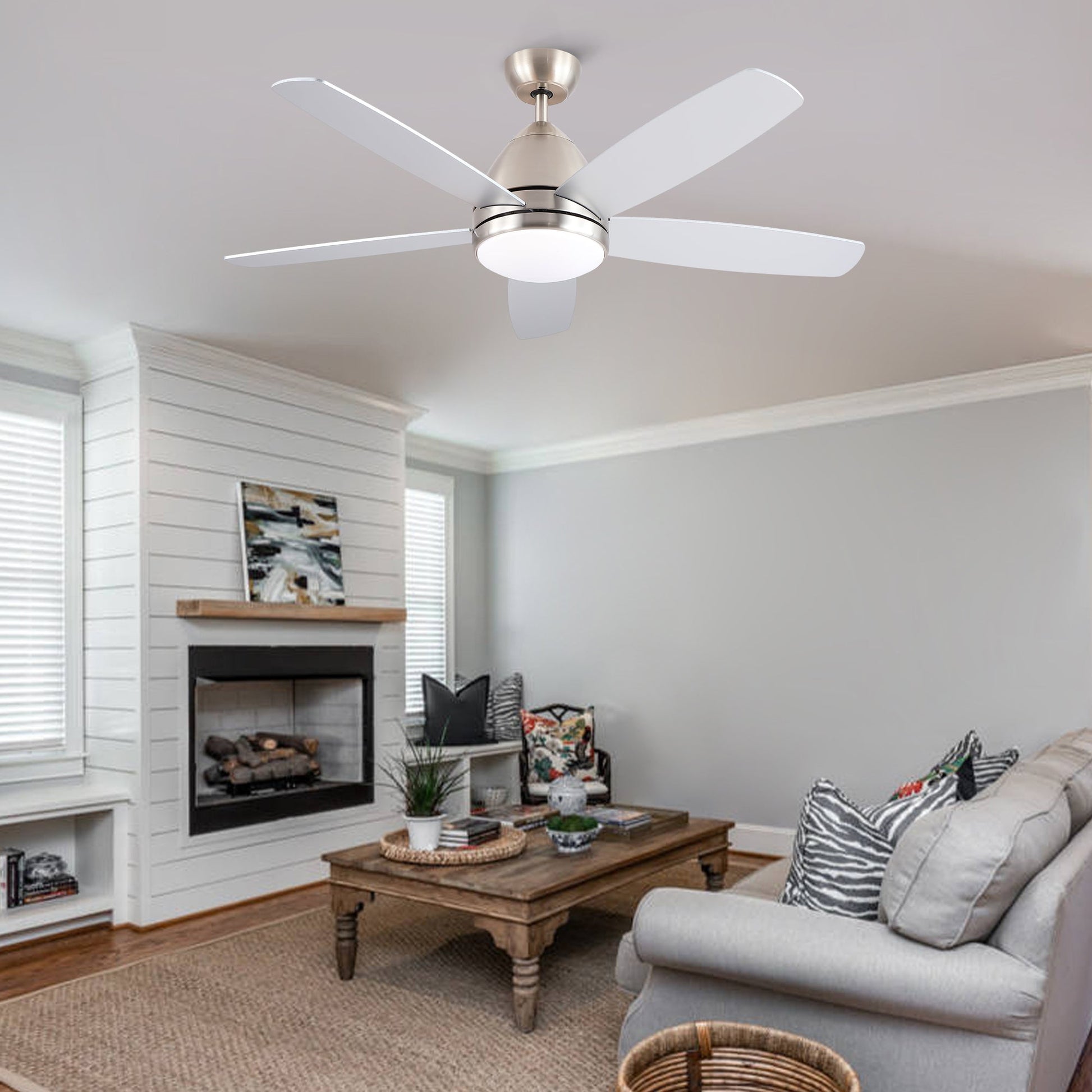 52 in indoor brushed nickel ceiling fan with integrated LED light kit and remote HouseOfZazla on Tampa Home & Garden Store