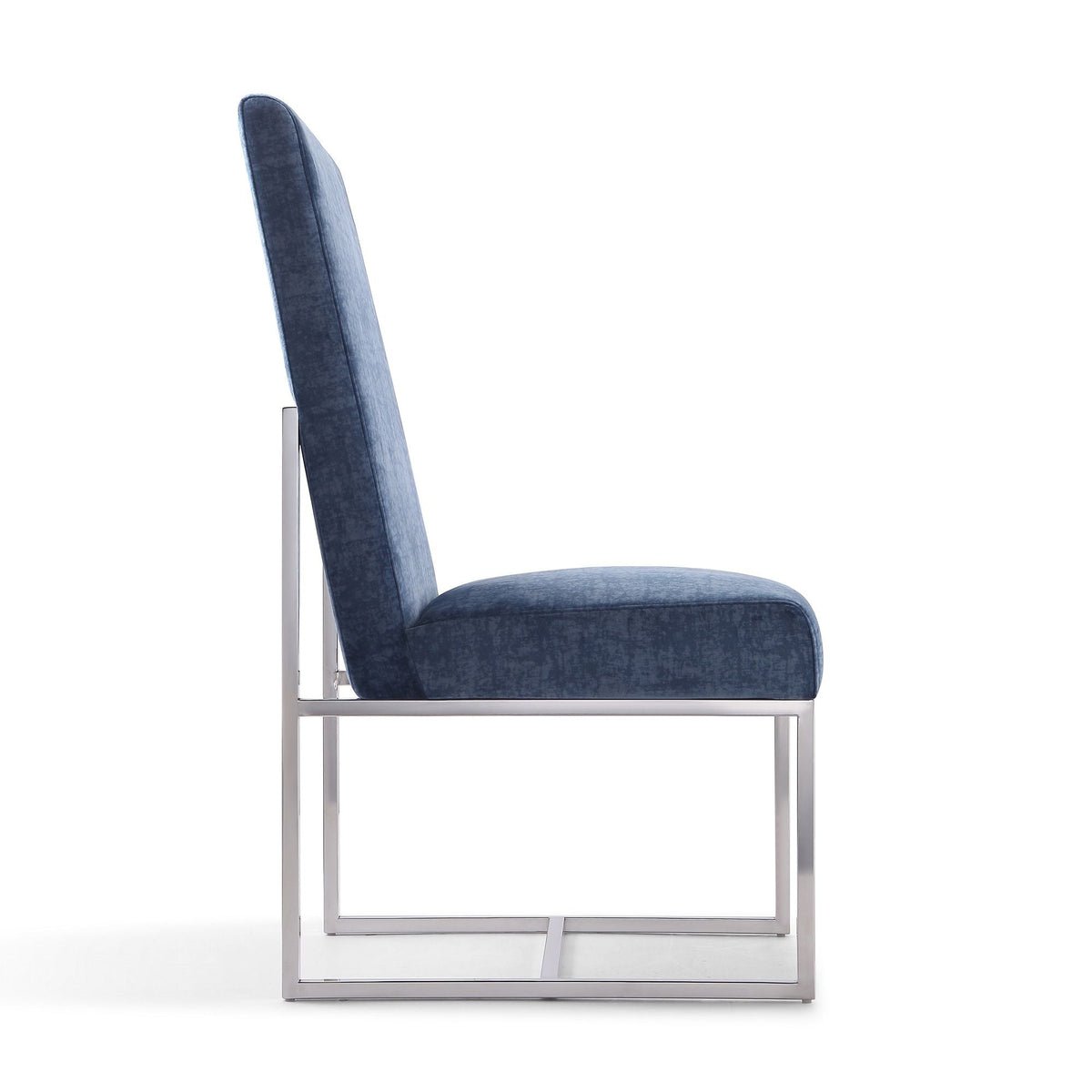 Element Dining Chair blue velvet upholstery with chrome metal frame on Tampa Home & Garden Store