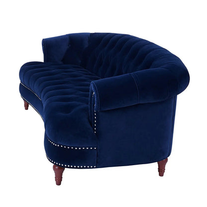 La Rosa Chesterfield tufted sofa blue velvet with nailhead trim by Unique Piece Furniture on Tampa Home & Garden Store