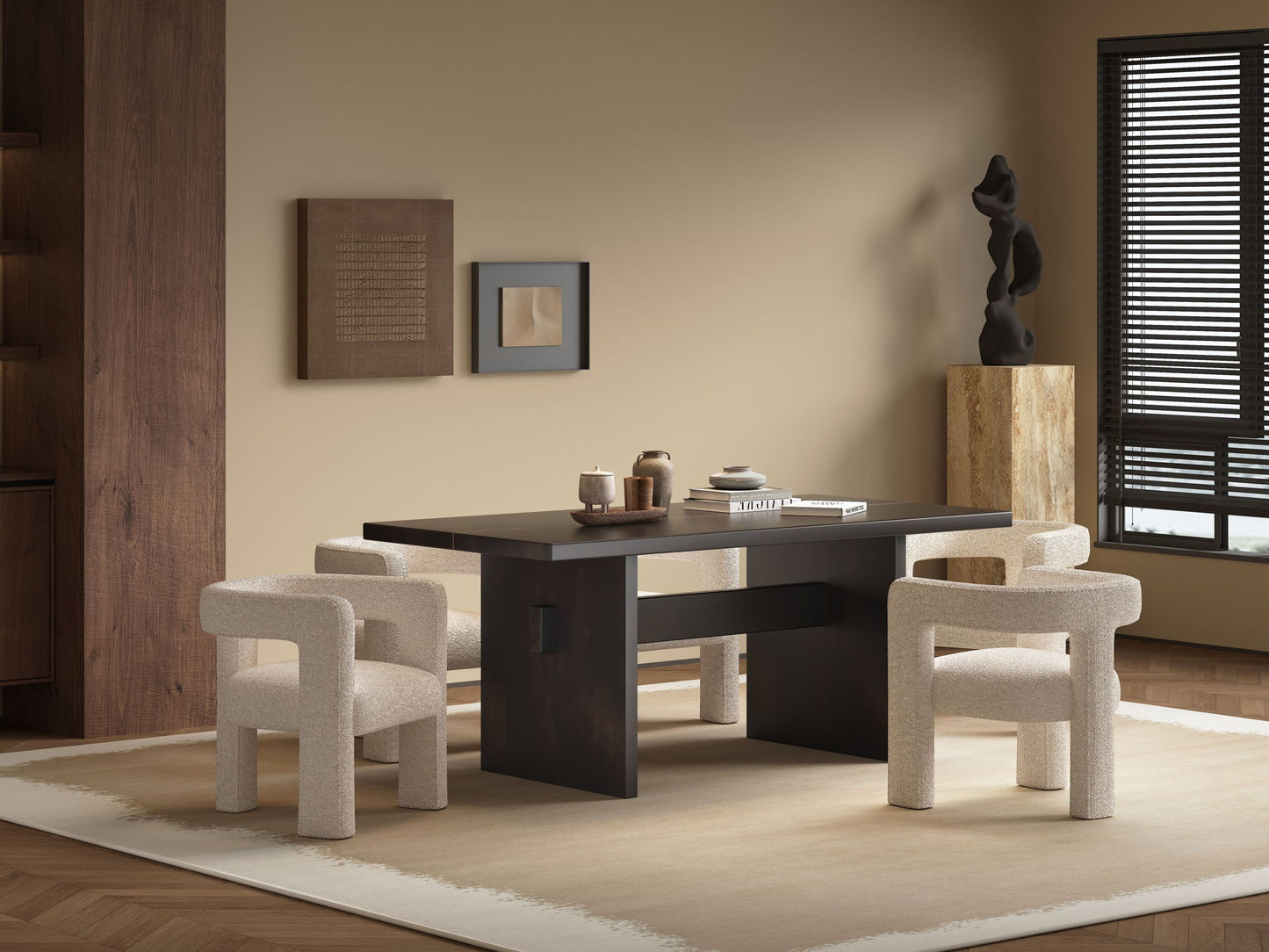 Jaramillo 5 Pieces Dining Set and Beige Espresso