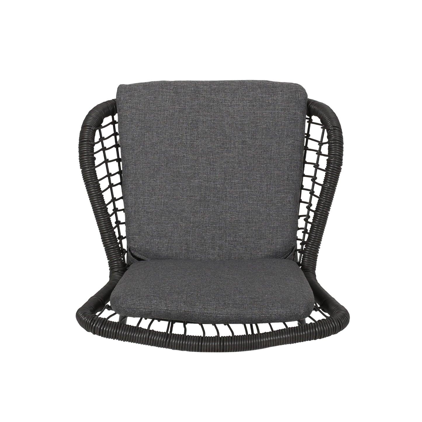 Outdoor wicker club chair set of 2 with dark gray cushions by HouseOfZazla on Tampa Home & Garden Store