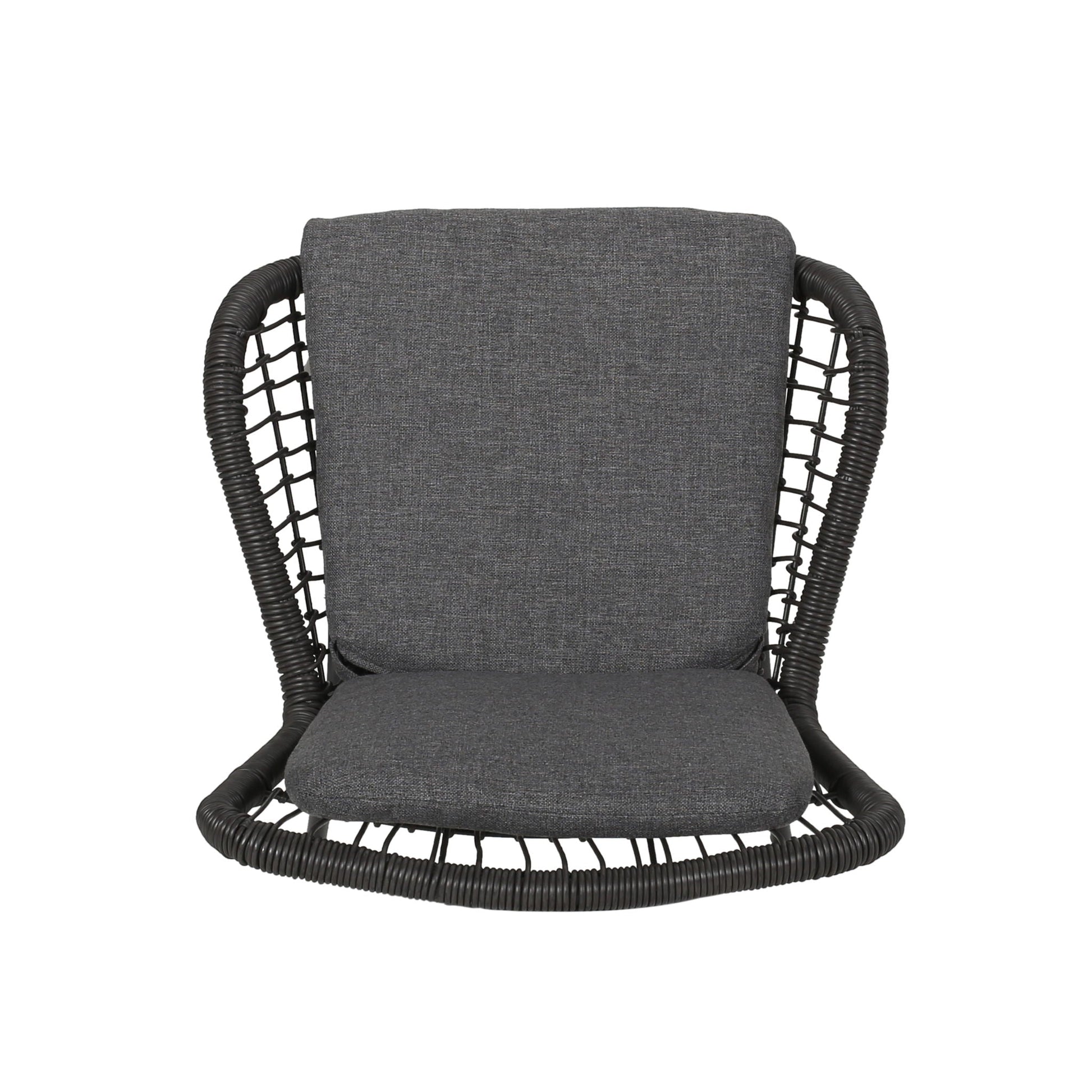 Outdoor wicker club chair set of 2 with dark gray cushions by HouseOfZazla on Tampa Home & Garden Store