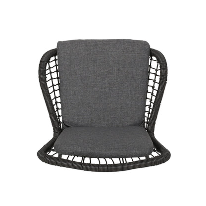 Outdoor wicker club chair set of 2 with dark gray cushions by HouseOfZazla on Tampa Home & Garden Store