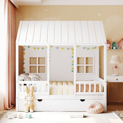 Kids House Bed With Twin Trundle and Daybed