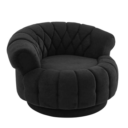 Round black velvet swivel accent chair with tufted backrest Unique Piece Furniture on Tampa Home & Garden Store