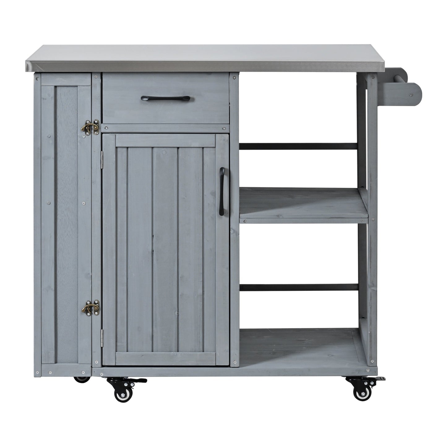 Outdoor Kitchen Island fir wood prep station with stainless steel top by HouseOfZazla gray on Tampa Home & Garden Store