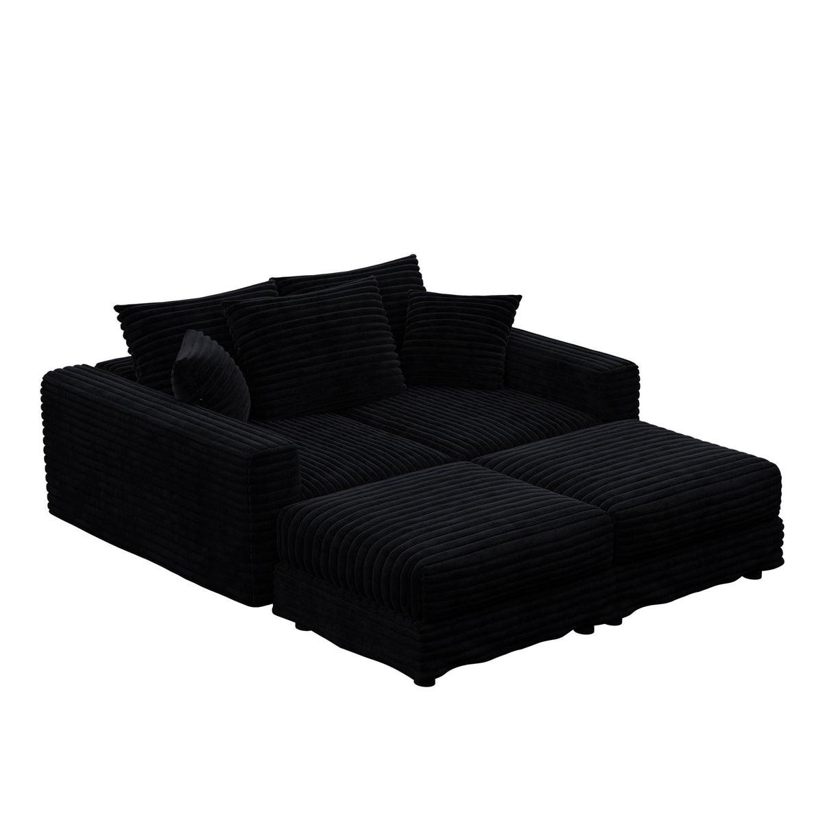 Deep Seat Sofa Bed With Ottoman and Soft Pillows
