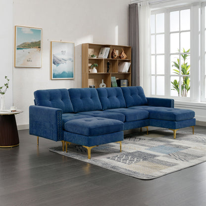 Modern Convertible Sectional Sofa and Ottoman