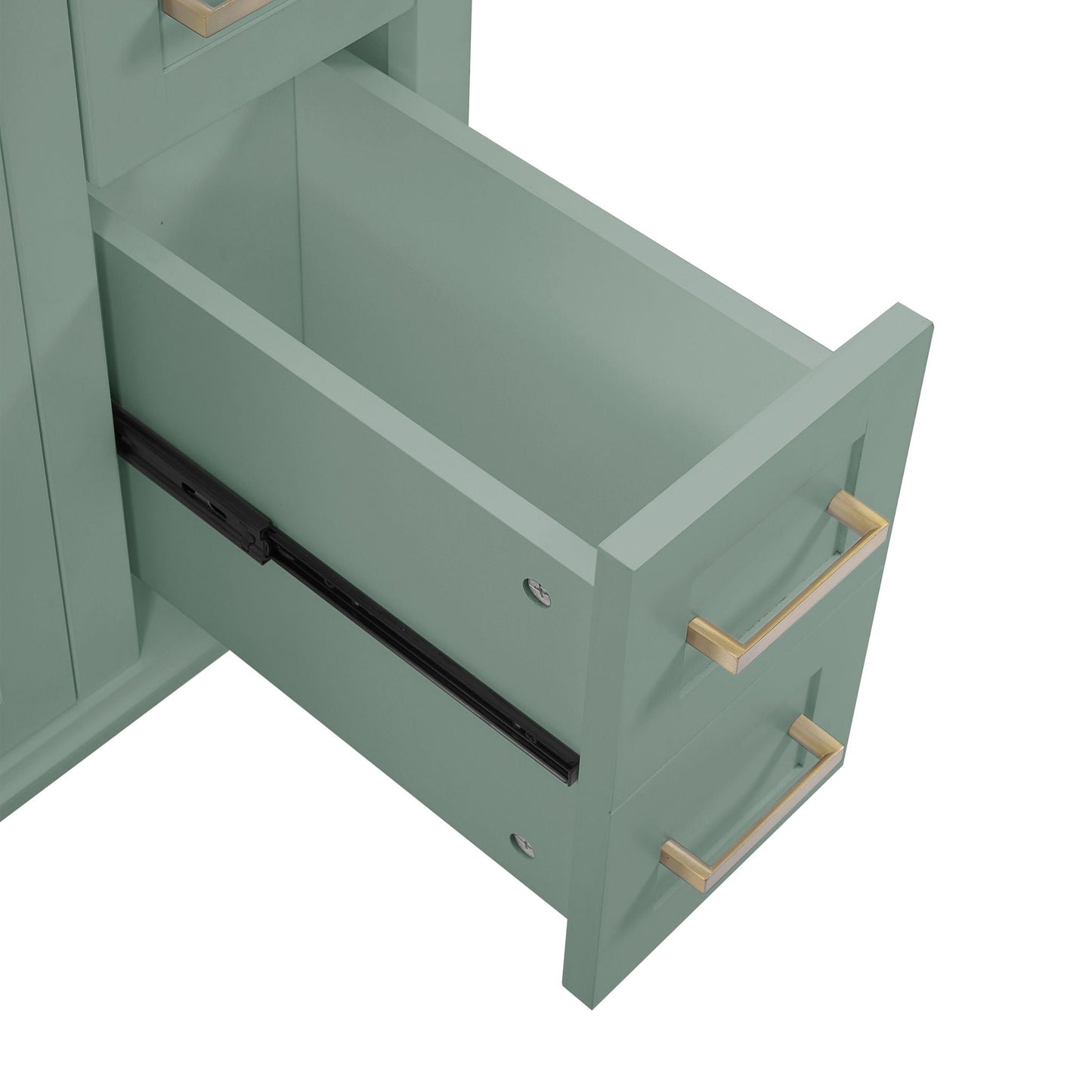 Modern bathroom vanity with sink by HouseOfZazla green finish storage cabinet soft-close doors on Tampa Home & Garden Store