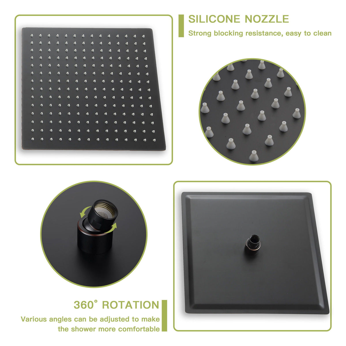 Gray silicone-nozzle shower wall panel with 360° rotation for a dual shower system on Tampa Home & Garden Store
