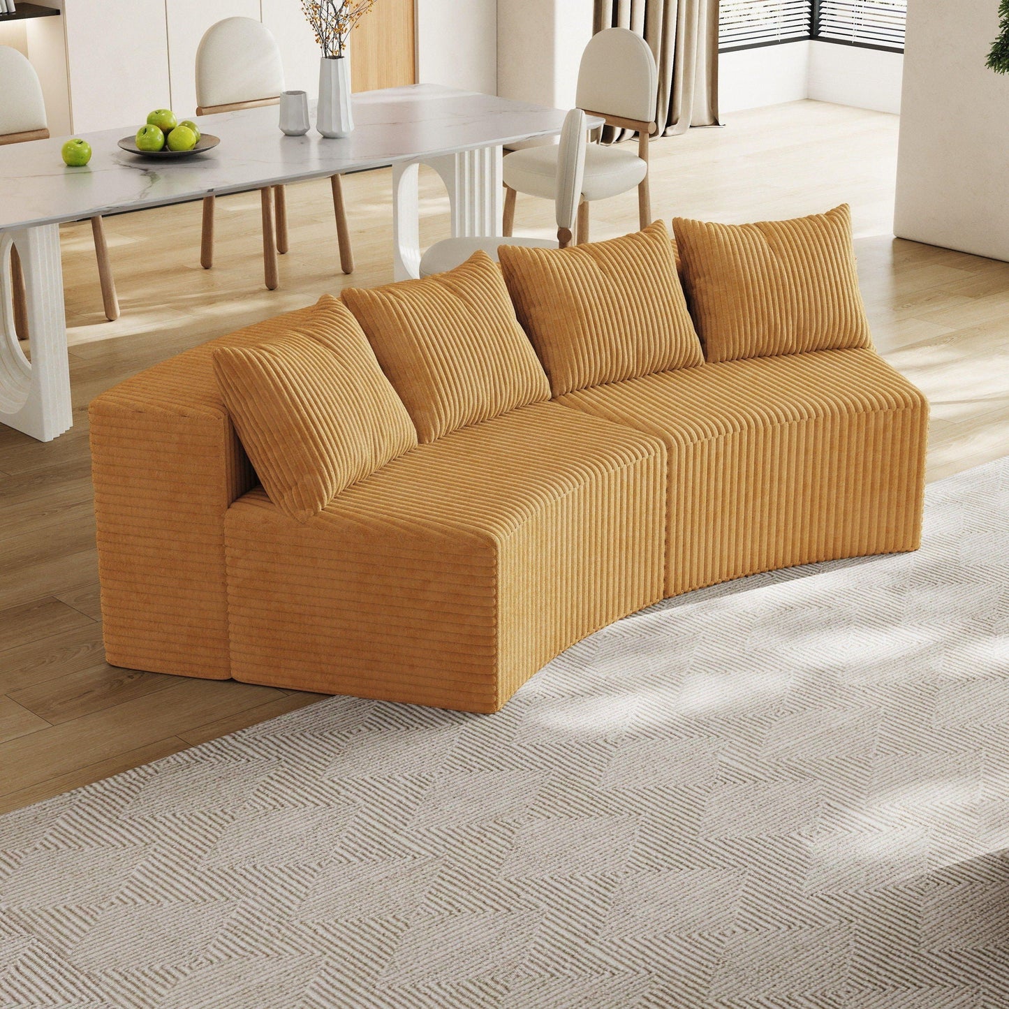 Curved Modular Sectional Sofa and Four Pillows