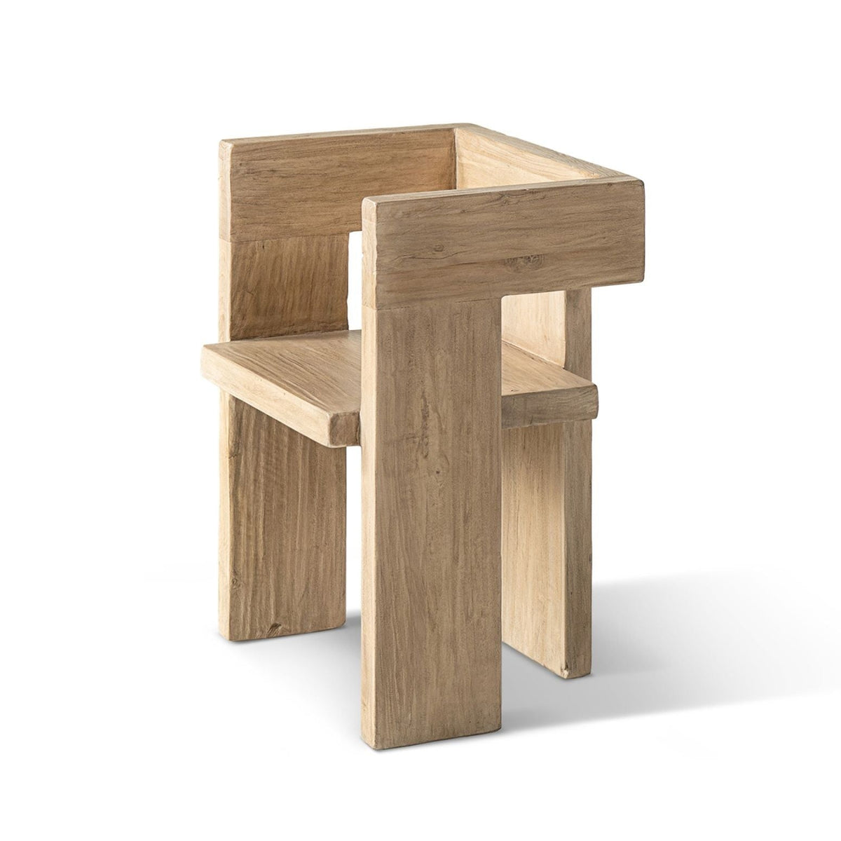 Sculptural Block Accent Chair reclaimed elm brown arm chair on Tampa Home & Garden Store