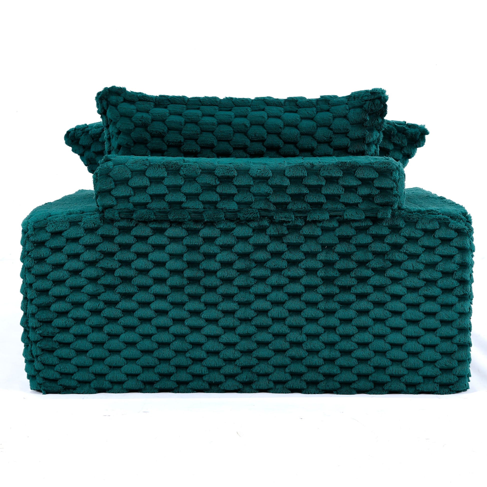Green chunky-knit sofa cushions with 2 pillows and backrest by HouseOfZazla on Tampa Home & Garden Store