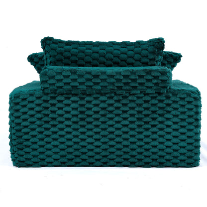 Green chunky-knit sofa cushions with 2 pillows and backrest by HouseOfZazla on Tampa Home & Garden Store