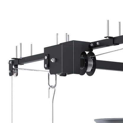 Overhead garage storage rack with crank system in black steel by HouseOfZazla on Tampa Home & Garden Store