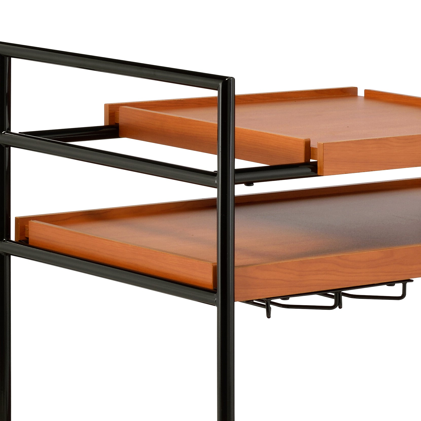 Oaken Honey Oak & Black Finish Serving Cart with wood trays and black frame HouseOfZazla on Tampa Home & Garden Store