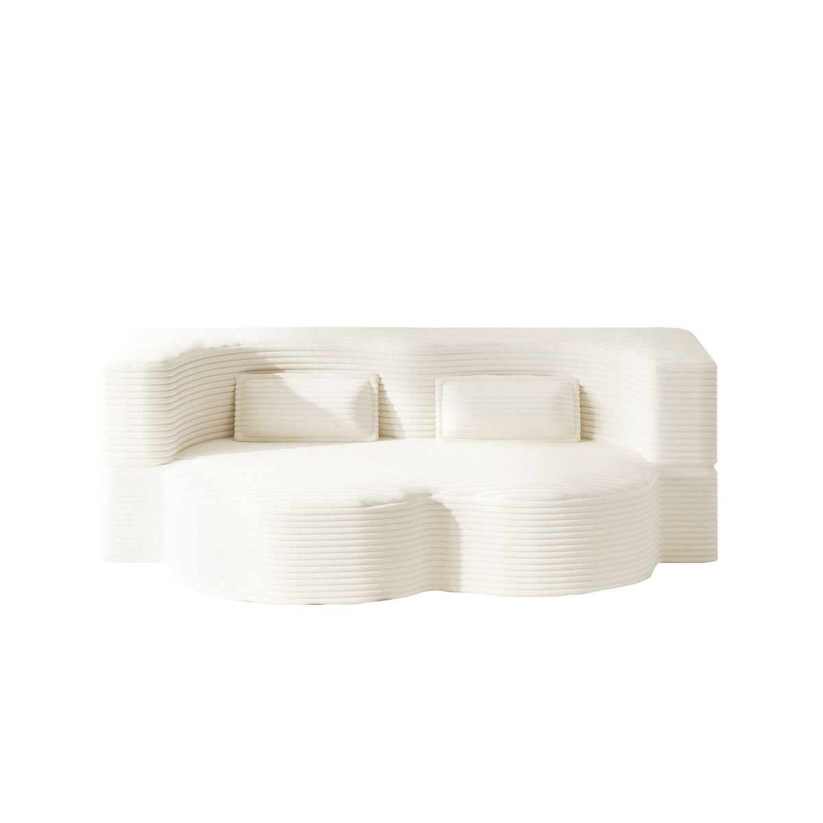 Floor sofa with 2 pillows in ivory ribbed fabric, HouseOfZazla convertible twin mattress on Tampa Home & Garden Store