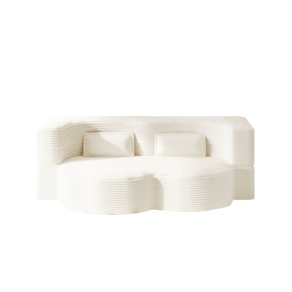 Floor sofa with 2 pillows in ivory ribbed fabric, HouseOfZazla convertible twin mattress on Tampa Home & Garden Store