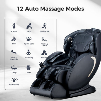 Bosscare 3D Zero Gravity Massage Chair full-body Shiatsu recliner in black leather on Tampa Home & Garden Store